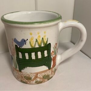 Starbucks vintage MUG Hand Painted in Hungary Flower Garden Blue Bird 90s L Cup